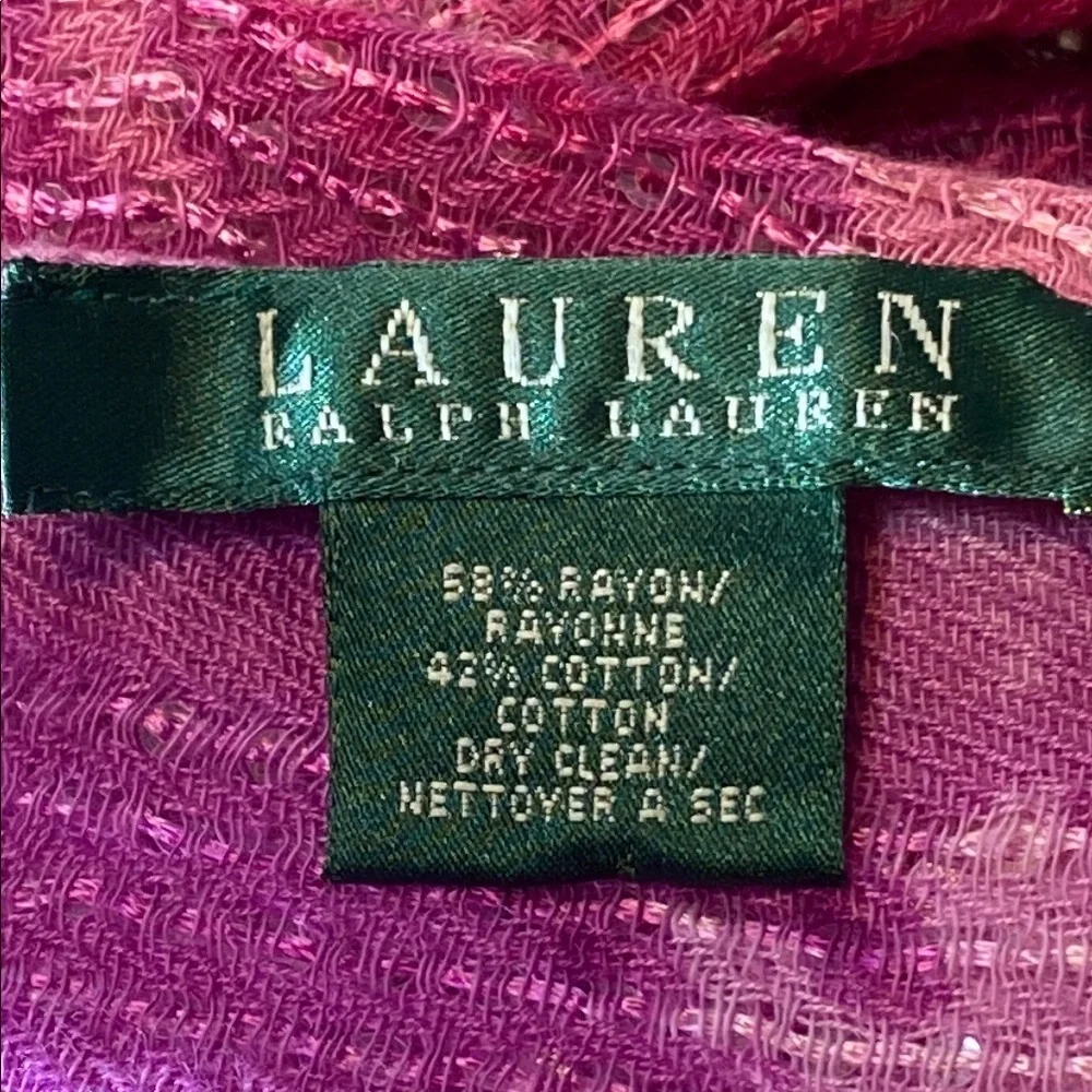 Lauren Ralph Lauren Pink and Purple Floral Watercolor & Sequin Artistic Wrap
